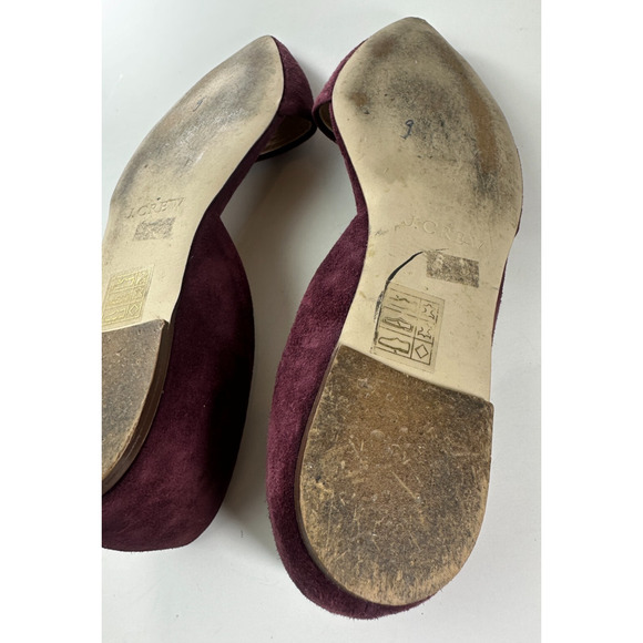 J. Crew D'Orsay Pointed Toe Leather Suede Flats Size 6 Burgundy Maroon E0033 - Picture 5 of 12